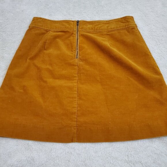 J. Crew Mustard Burnt Yellow Corduroy A Line Stretch Lined Mini Skirt Women 6 - Picture 2 of 8